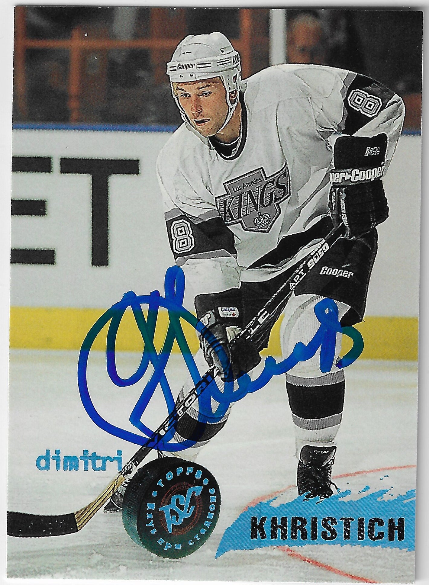 Dimitri Khristich Signed 1995-96 Stadium Club Hockey Card - Los Angeles Kings