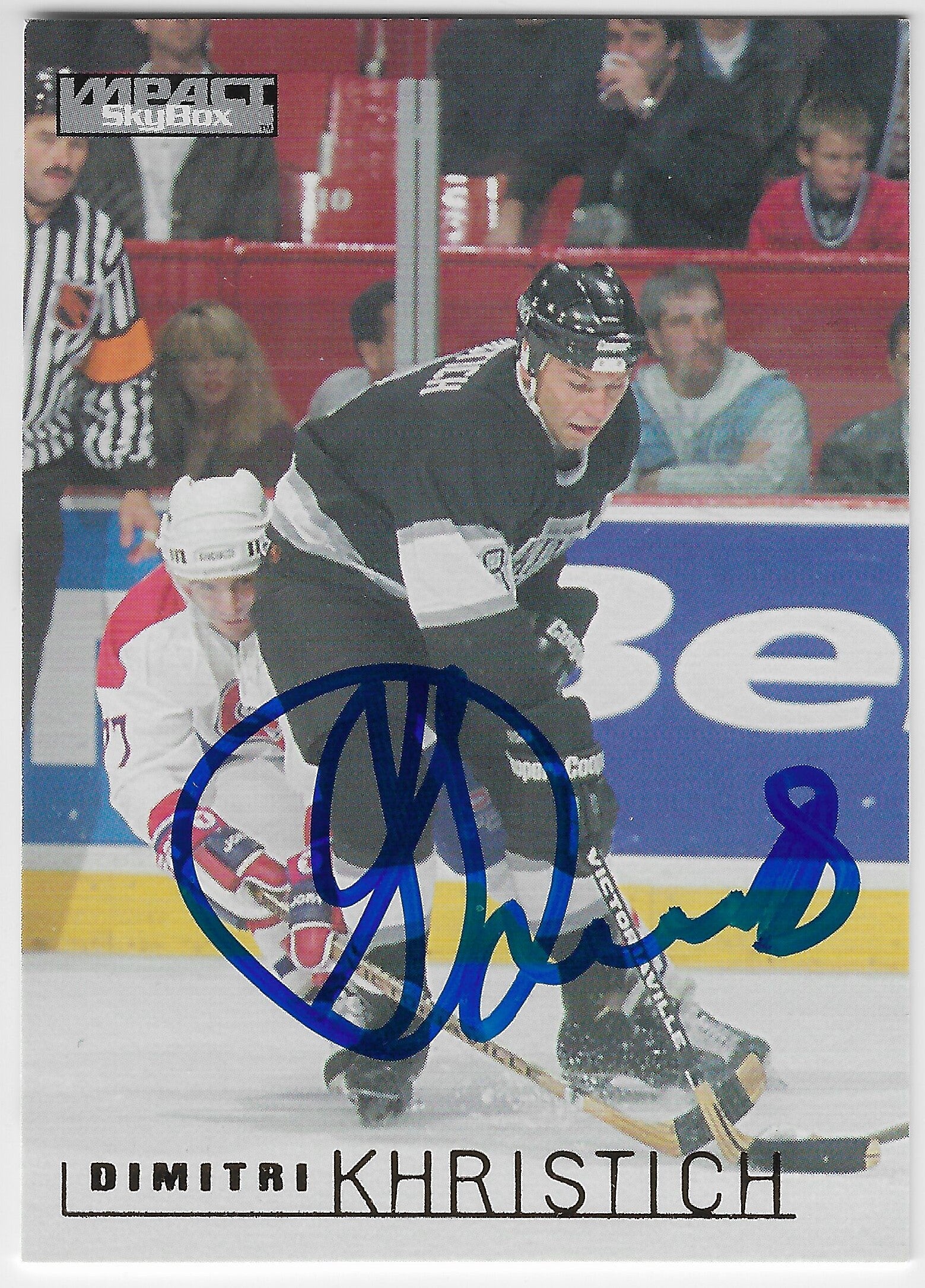 Dimitri Khristich Signed 1995-96 Skybox Impact Hockey Card - Los Angeles Kings