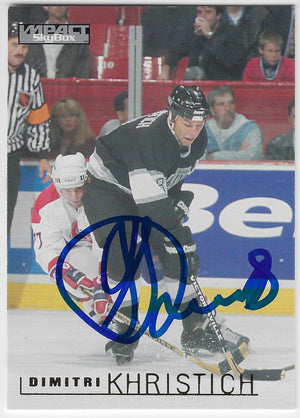 Dimitri Khristich Signed 1995-96 Skybox Impact Hockey Card - Los Angeles Kings