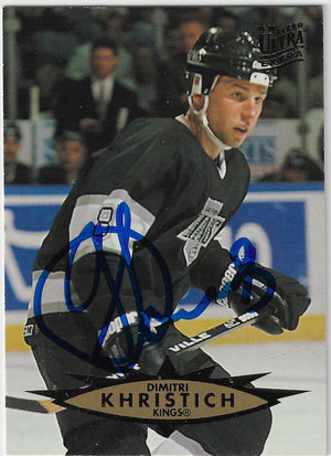Dimitri Khristich Signed 1995-96 Fleer Ultra Hockey Card - Los Angeles Kings