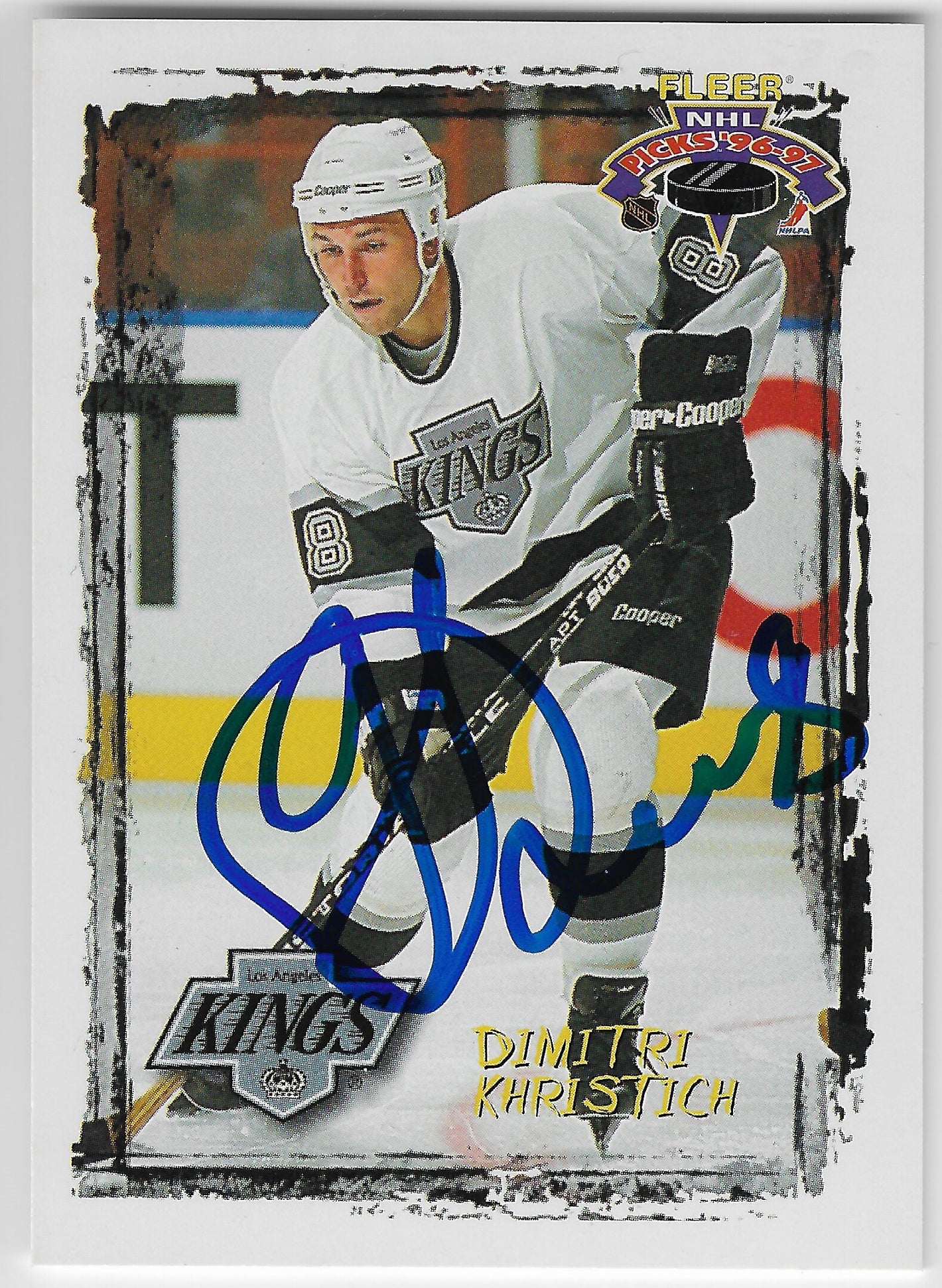 Dimitri Khristich Signed 1996-97 Fleer NHL Picks Hockey Card - Los Angeles Kings