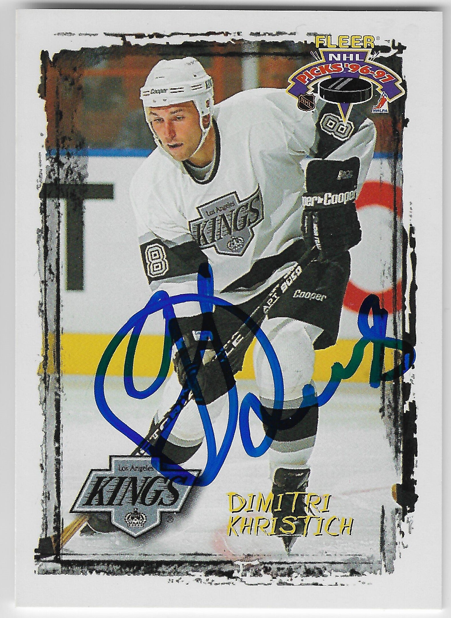 Dimitri Khristich Signed 1996-97 Fleer NHL Picks Hockey Card - Los Angeles Kings