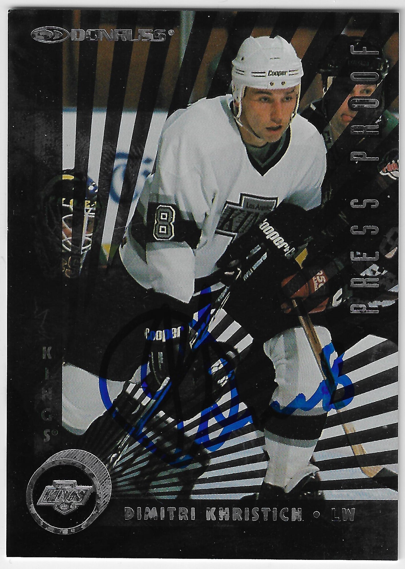Dimitri Khristich Signed 1997-98 Donruss Press Proof Silver Hockey Card - Los Angeles Kings