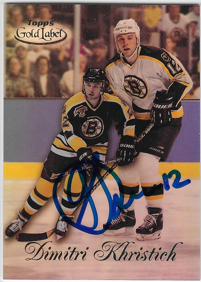 Dimitri Khristich Signed 1998-99 Topps Gold Label Hockey Card - Boston Bruins