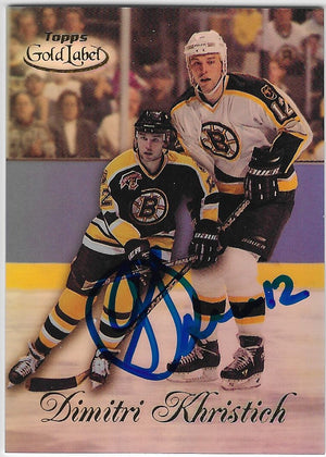 Dimitri Khristich Signed 1998-99 Topps Gold Label Hockey Card - Boston Bruins