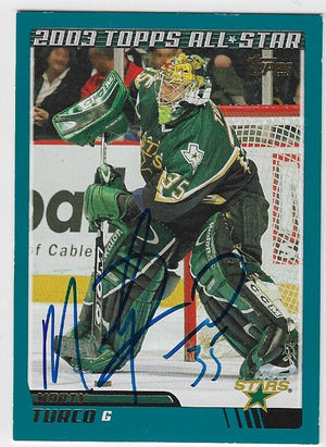 Marty Turco Signed 2003-04 Topps Hockey Card - Dallas Stars