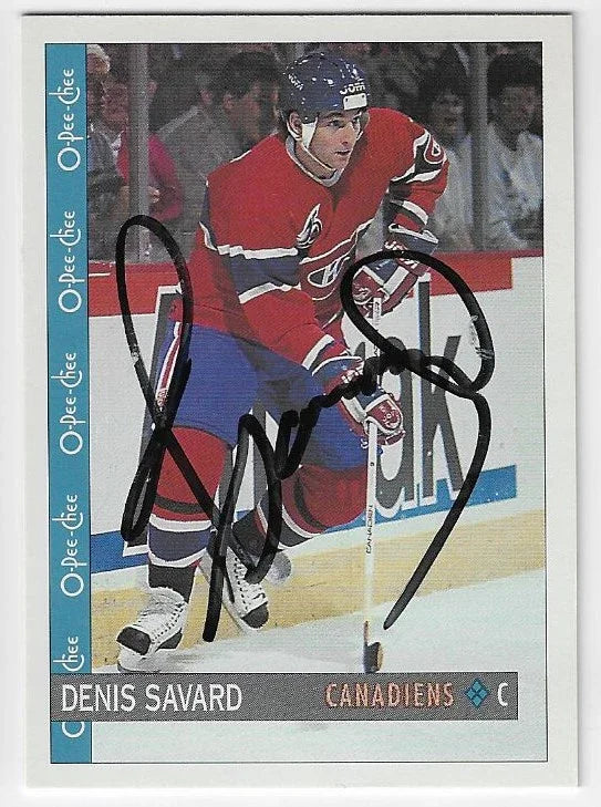 Denis Savard Signed 1992-93 O-Pee-Chee Hockey Card - Montreal Canadiens