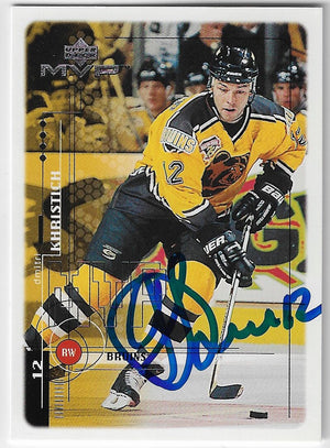Dimitri Khristich Signed 1998-99 Upper Deck MVP Hockey Card - Boston Bruins