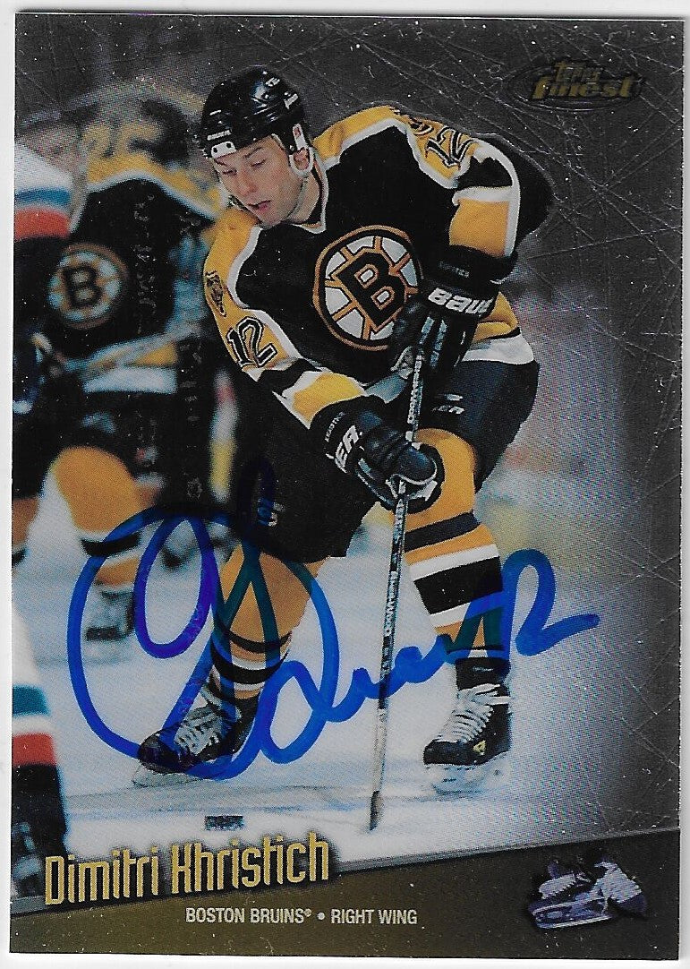 Dimitri Khristich Signed 1998-99 Topps Finest Hockey Card - Boston Bruins