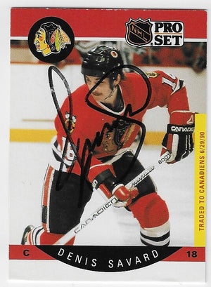 Denis Savard Signed 1990-91 Pro Set Hockey Card - Chicago Blackhawks