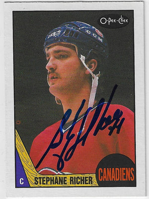 Stephane Richer Signed 1987-88 O-Pee-Chee Hockey Card - Montreal Canadiens RC