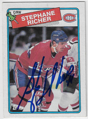 Stephane Richer Signed 1988-89 O-Pee-Chee Hockey Card - Montreal Canadiens