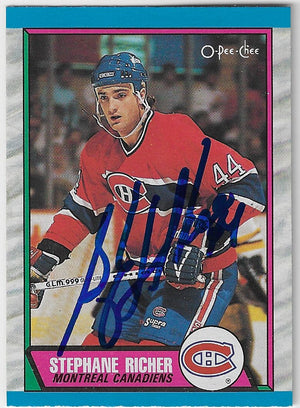 Stephane Richer Signed 1989-90 O-Pee-Chee Hockey Card - Montreal Canadiens