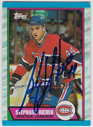 Stephane Richer Signed 1989-90 Topps Hockey Card - Montreal Canadiens