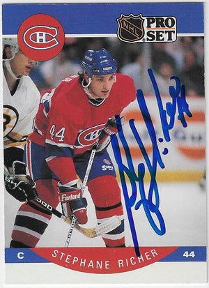 Stephane Richer Signed 1990-91 Pro Set Hockey Card - Montreal Canadiens #156