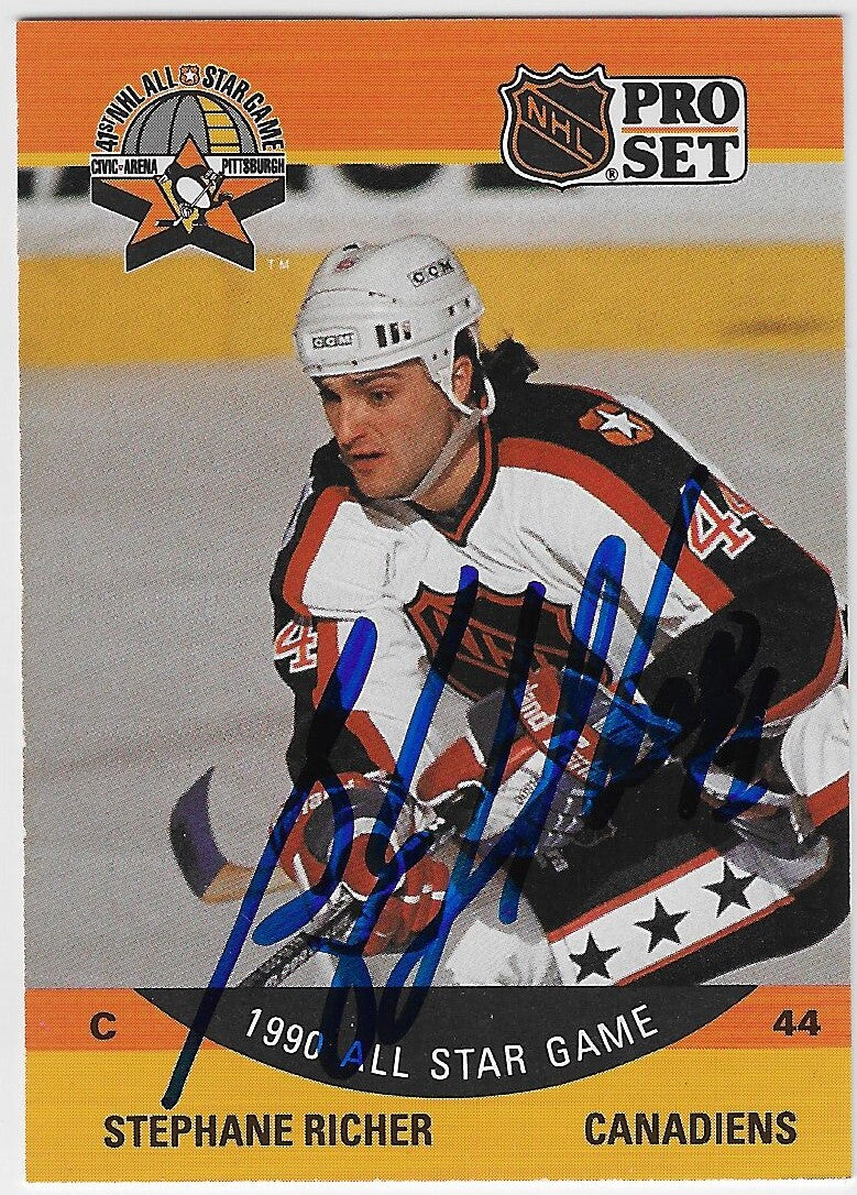 Stephane Richer Signed 1990-91 Pro Set Hockey Card - Montreal Canadiens #370
