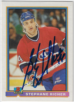 Stephane Richer Signed 1991-92 Bowman Hockey Card - Montreal Canadiens