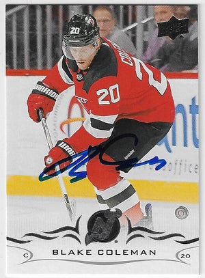 Blake Coleman Signed 2018-19 Upper Deck Hockey Card - New Jersey Devils