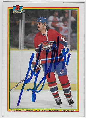 Stephane Richer Signed 1990-91 Bowman Hockey Card - Montreal Canadiens