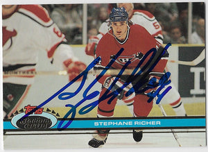 Stephane Richer Signed 1991-92 Stadium Club Hockey Card - Montreal Canadiens
