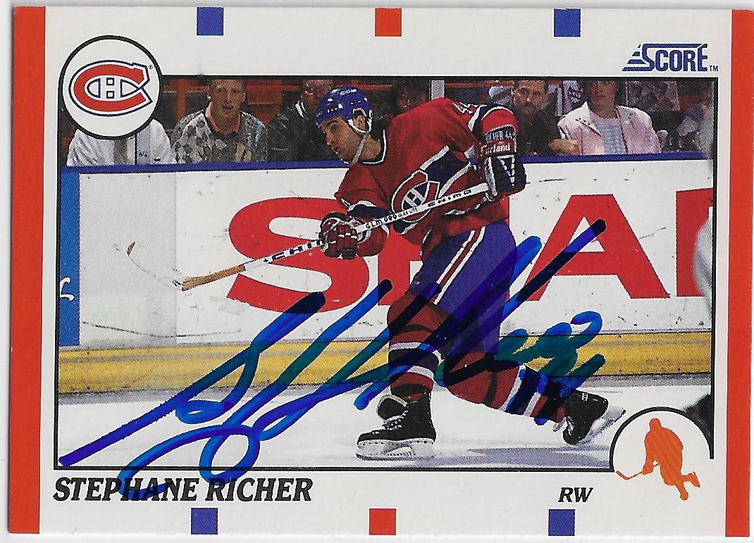 Stephane Richer Signed 1990-91 Score American Hockey Card - Montreal Canadiens