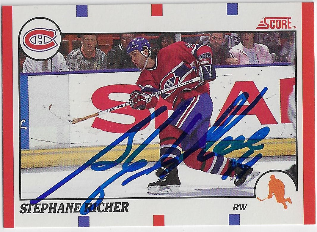 Stephane Richer Signed 1990-91 Score Canadian Hockey Card - Montreal Canadiens