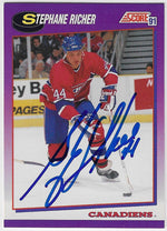 Stephane Richer Signed 1991-92 Score American Hockey Card - Montreal Canadiens