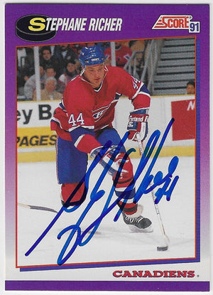 Stephane Richer Signed 1991-92 Score American Hockey Card - Montreal Canadiens