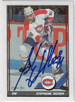 Stephane Richer Signed 1991-92 O-Pee-Chee Hockey Card - Montreal Canadiens