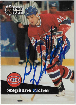 Stephane Richer Signed 1991-92 Pro Set Hockey Card - Montreal Canadiens