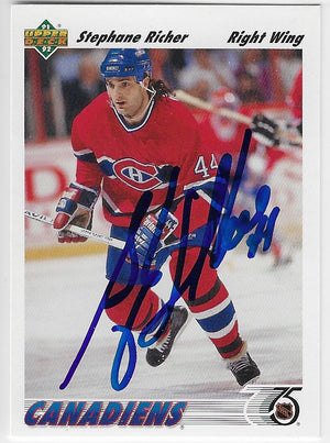 Stephane Richer Signed 1991-92 Upper Deck Hockey Card - Montreal Canadiens