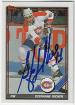 Stephane Richer Signed 1991-92 Topps Hockey Card - Montreal Canadiens