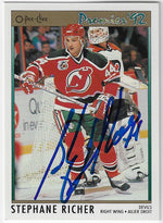 Stephane Richer Signed 1991-92 O-Pee-Chee Premier Hockey Card - New Jersey Devils