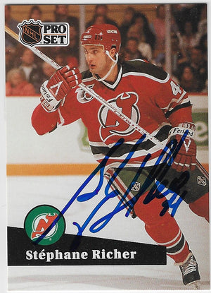 Stephane Richer Signed 1991-92 Pro Set Hockey Card - New Jersey Devils