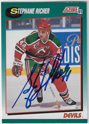 Stephane Richer Signed 1991-92 Score Rookie & Traded Hockey Card - New Jersey Devils
