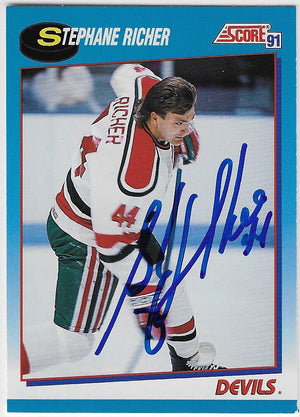 Stephane Richer Signed 1991-92 Score Canadian Hockey Card - New Jersey Devils