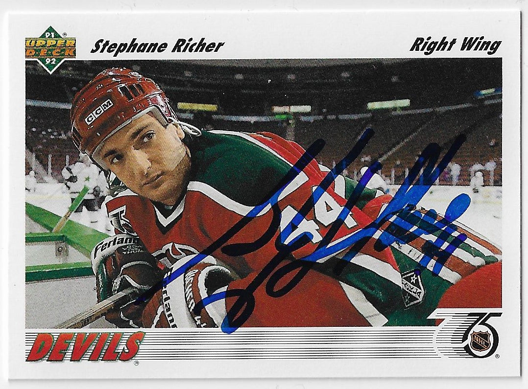 Stephane Richer Signed 1991-92 Upper Deck Hockey Card - New Jersey Devils