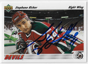Stephane Richer Signed 1991-92 Upper Deck Hockey Card - New Jersey Devils