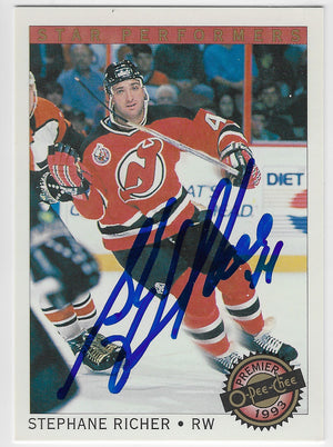 Stephane Richer Signed 1992-93 O-Pee-Chee Premier Hockey Card - New Jersey Devils