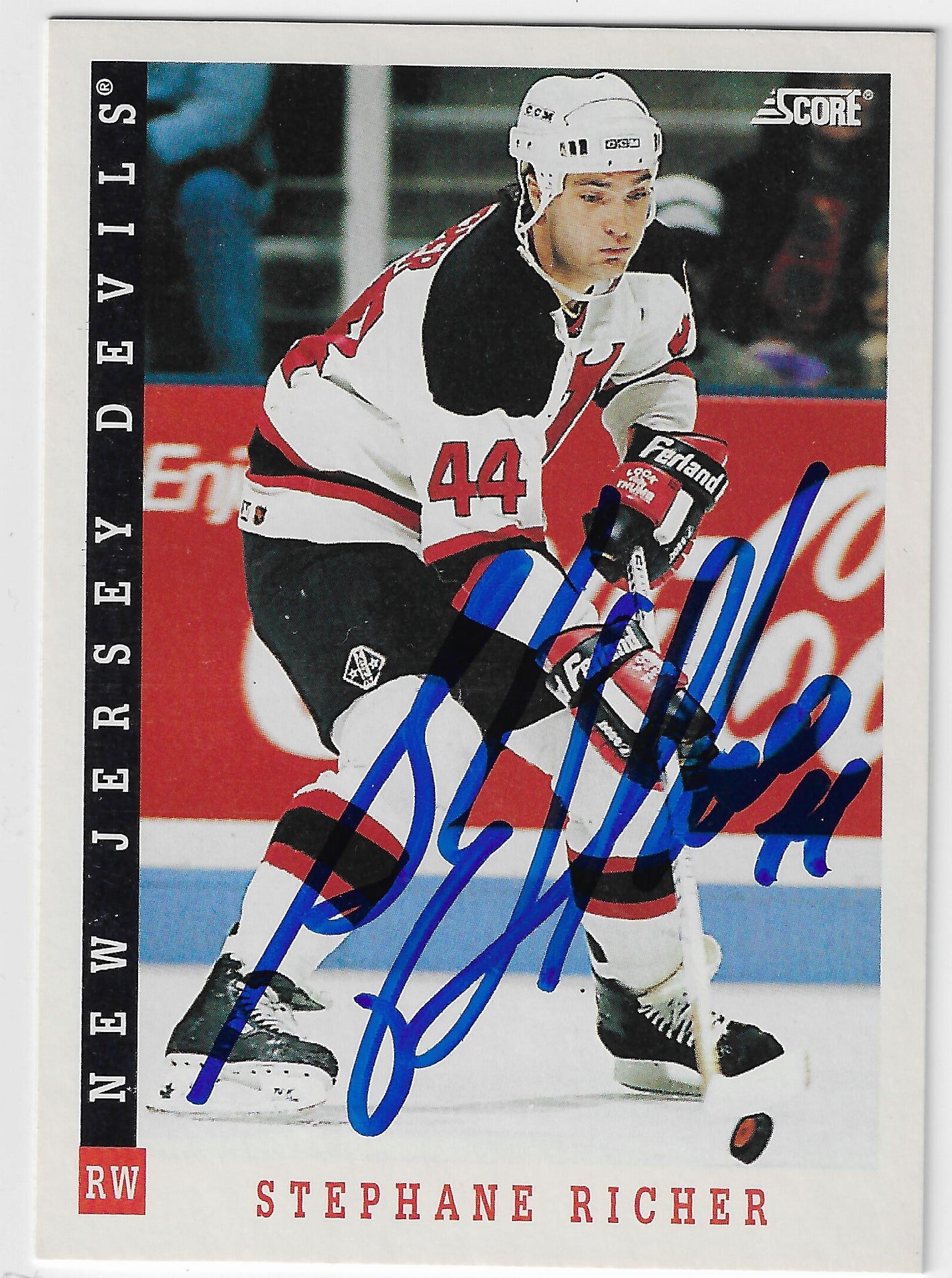 Stephane Richer Signed 1993-94 Score Hockey Card - New Jersey Devils