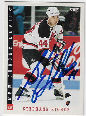 Stephane Richer Signed 1993-94 Score Hockey Card - New Jersey Devils