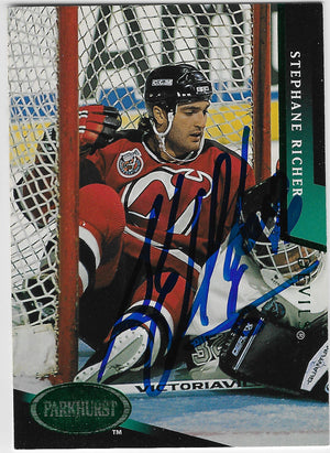 Stephane Richer Signed 1993-94 Parkhurst Emerald Ice Hockey Card - New Jersey Devils