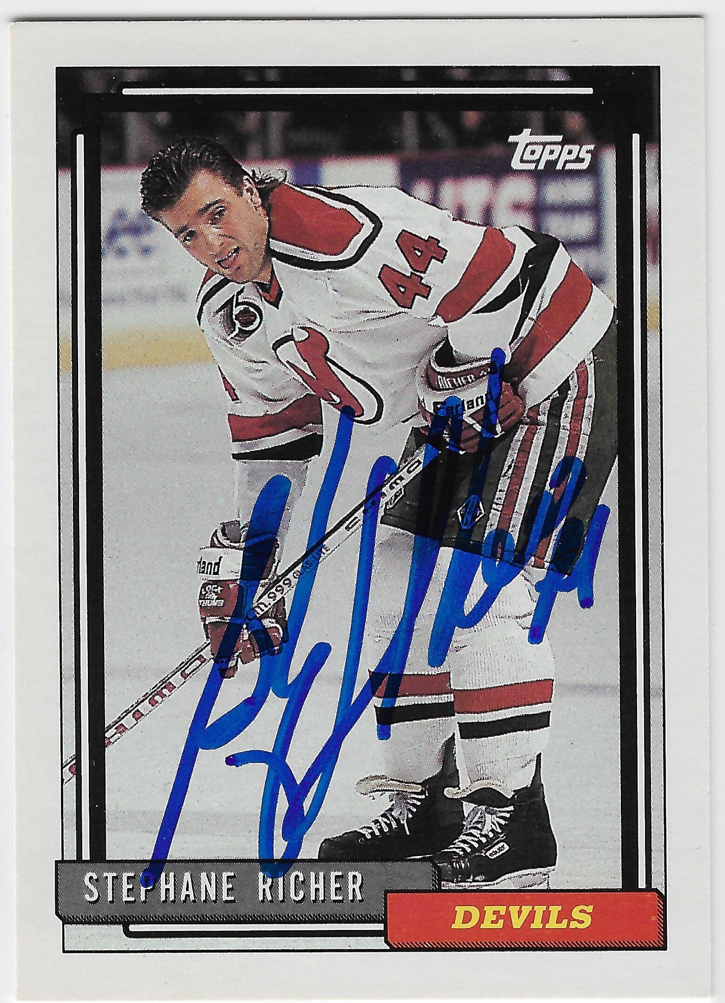 Stephane Richer Signed 1992-93 Topps Hockey Card - New Jersey Devils