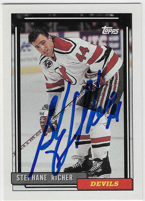 Stephane Richer Signed 1992-93 Topps Hockey Card - New Jersey Devils