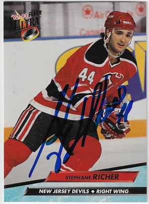 Stephane Richer Signed 1992-93 Fleer Ultra Hockey Card - New Jersey Devils