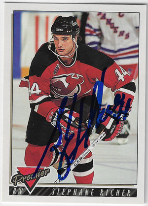 Stephane Richer Signed 1993-94 O-Pee-Chee Premier Hockey Card - New Jersey Devils
