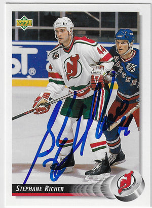 Stephane Richer Signed 1992-93 Upper Deck Hockey Card - New Jersey Devils