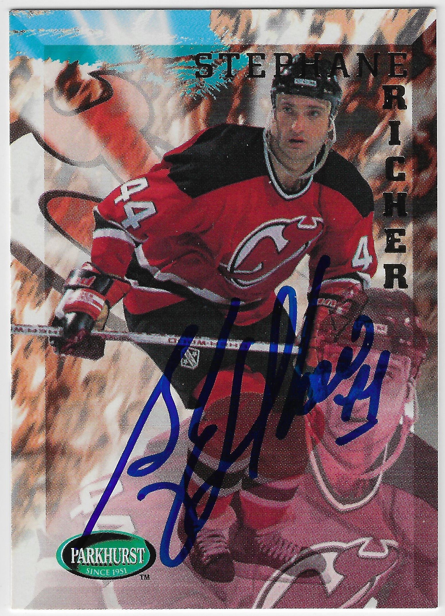 Stephane Richer Signed 1995-96 Parkhurst International Hockey Card - New Jersey Devils