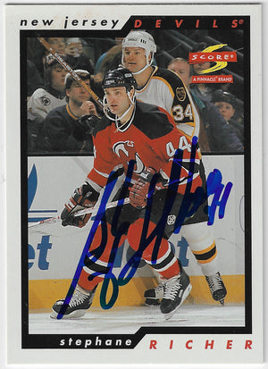 Stephane Richer Signed 1996-97 Score Hockey Card - New Jersey Devils