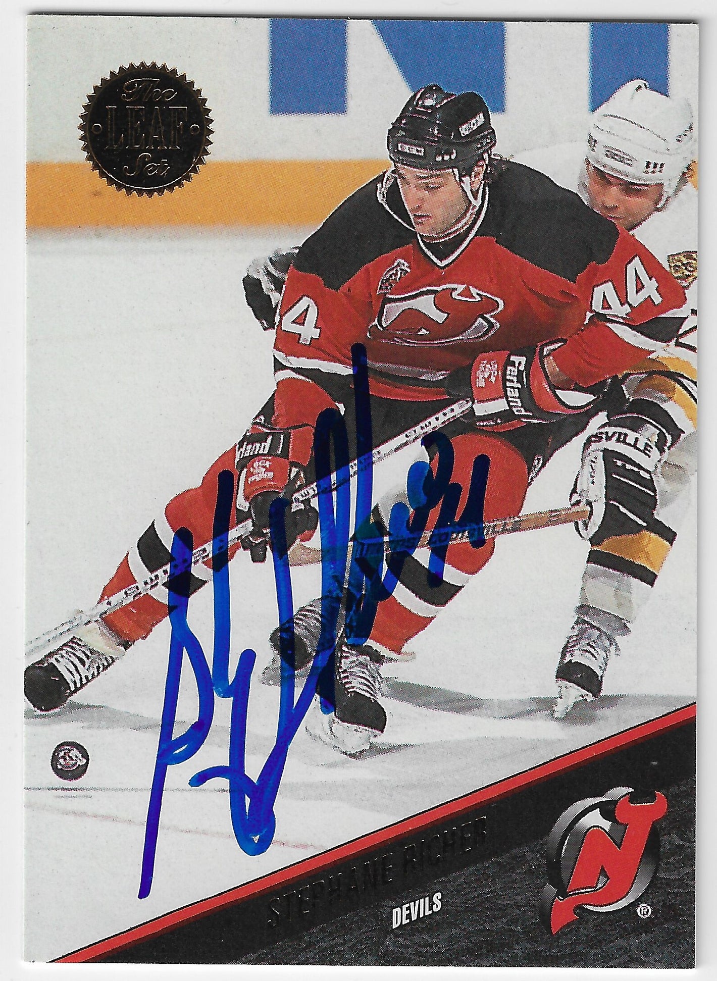 Stephane Richer Signed 1993-94 Leaf Hockey Card - New Jersey Devils